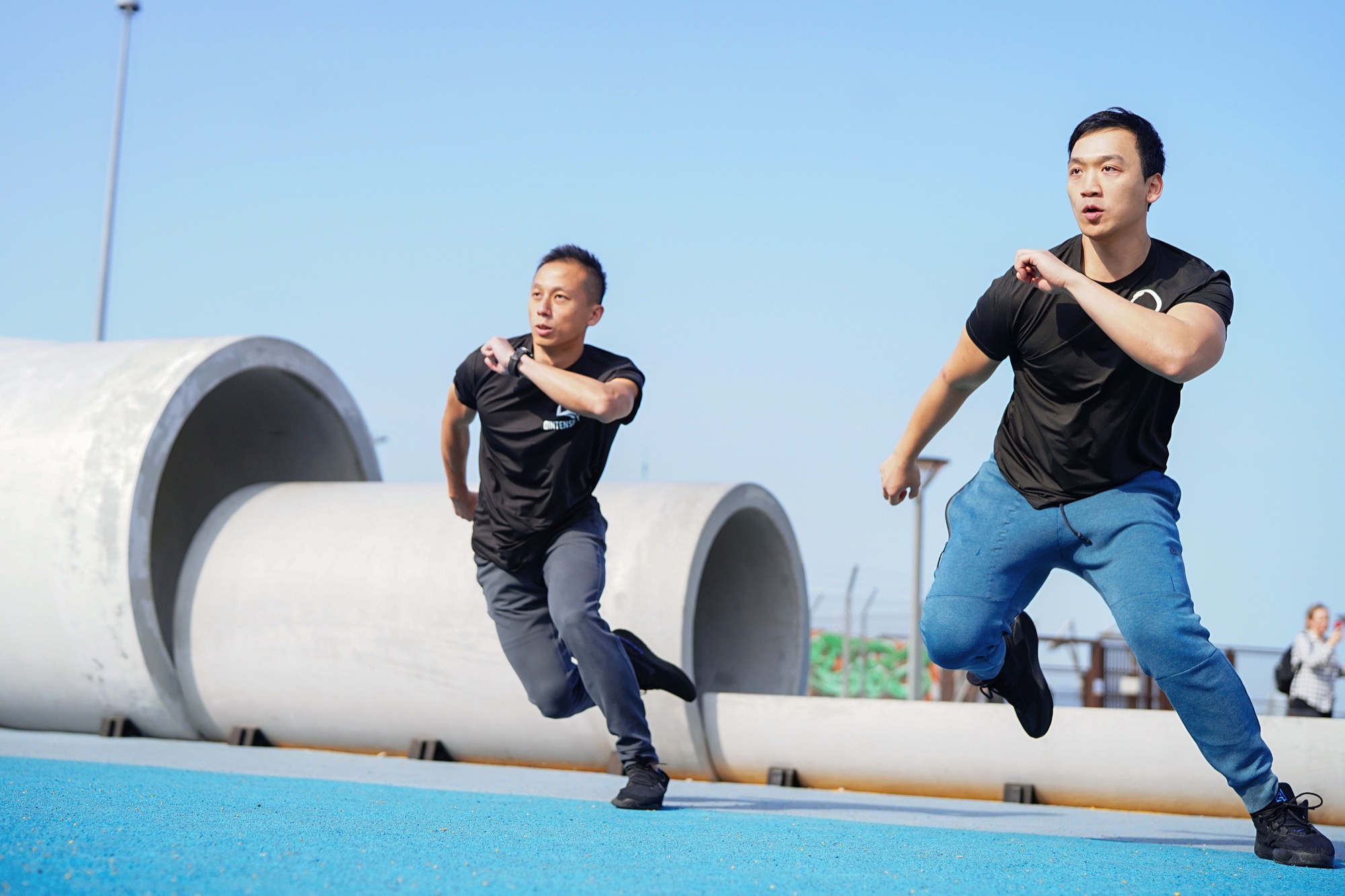 Coach guiding a client through an exercise